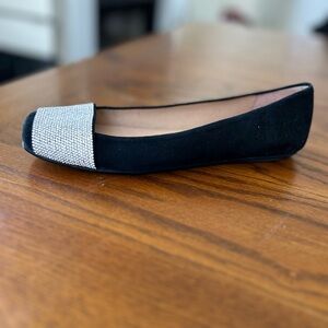 French Sole Black Flats with Silver Accent